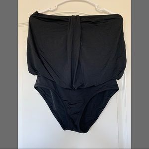 J Crew Swim Lomellina Draped Blouson Tank Black Sz 8 Style 58489